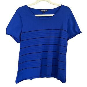 Cable and Gauge Blue‎ Short Sleeve Knit Top XL